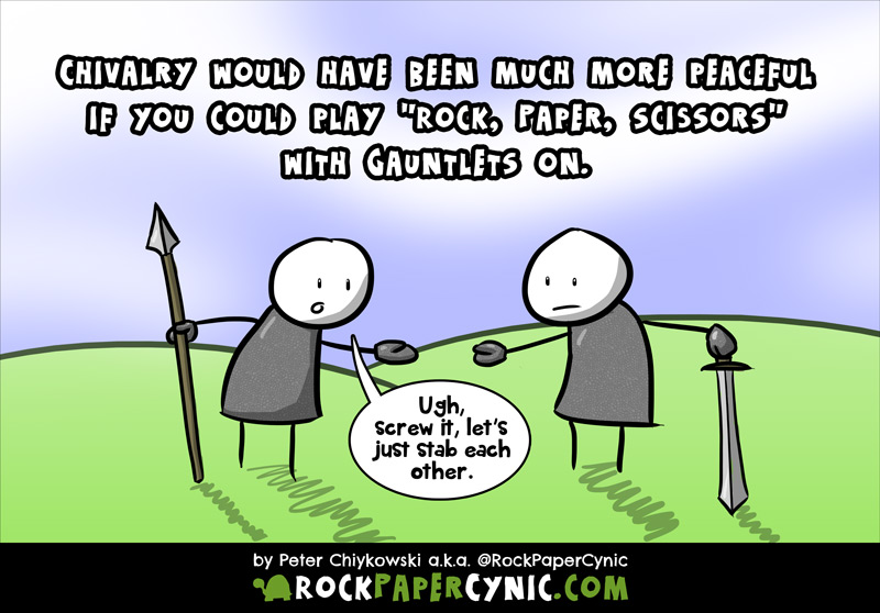 Rock, Paper, Scissors in the Age of Chivalry knights are unable to settle things peacefully