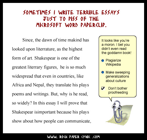Pissing Off the Microsoft Word Paperclip how to bait the Microsoft Word paperclip with terrible writing