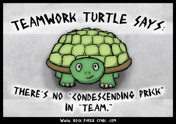 a point is firmly made about teamwork