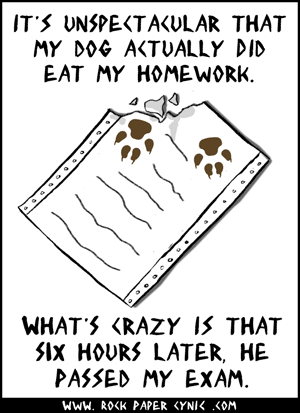 My Dog Actually Did Eat My Homework a dog unwittingly makes a pun with his bowels