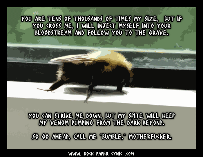 a bumblebee explains exactly how badass a bumblebee can be