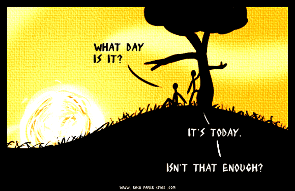 What Day Is It? two stickmen think about what time means